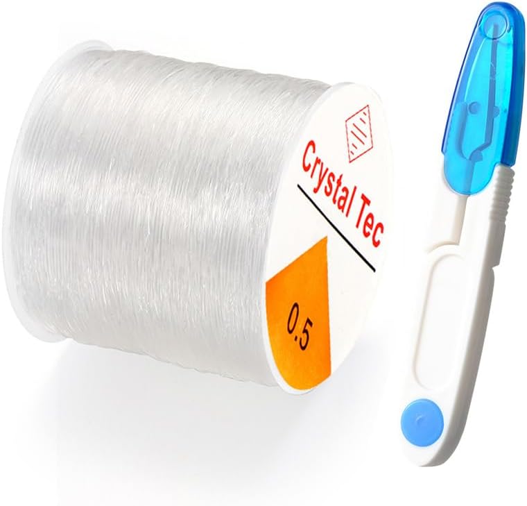 QBJAYTY 0.5mm Stretchy Bracelet String, Clear Elastic Bracelet String for Bracelets Making, 131 Yards Clear Stretch Beading Thread String Cord for Clay Letter Seed Beads (0.5mm Crystal) - Image 1
